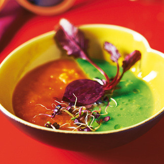 Двухцветный горохово-морковный суп-пюре