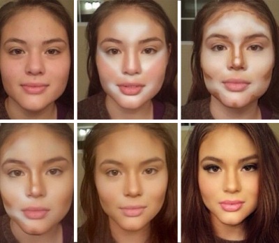 макияж с эффектом, чтобы лицо выглядело более худым