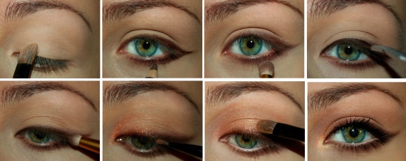 техника прорисовки стрелок для зеленых глаз